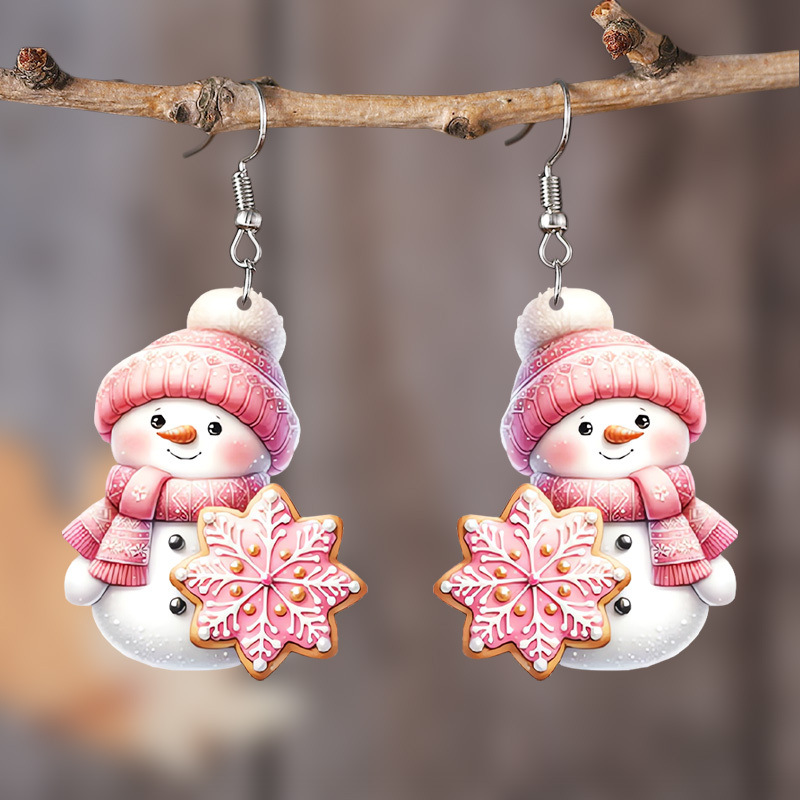 Fuchsia acrylic cartoon earrings