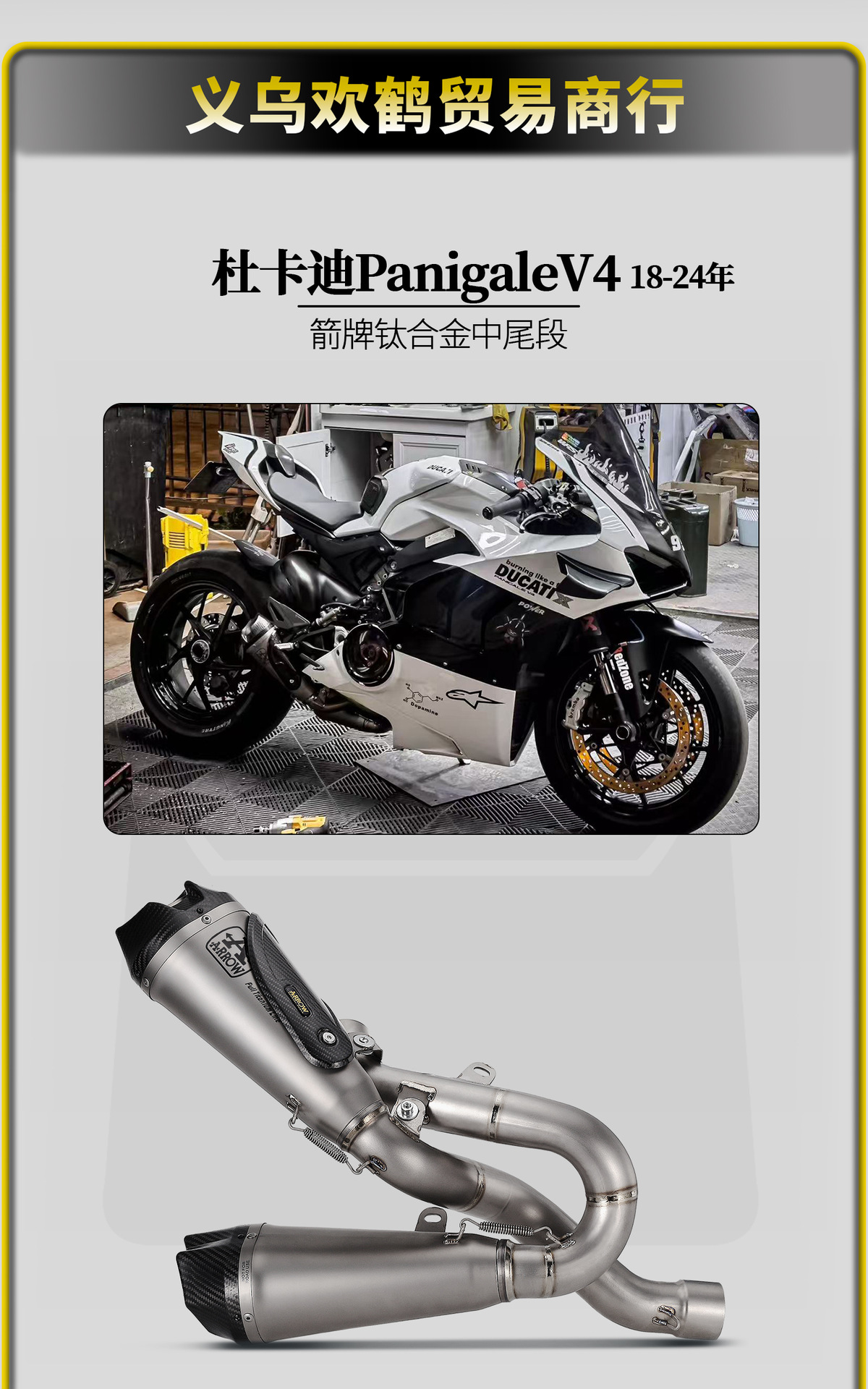 Ducati Panigale V4 18-24 Motorcycle Modified Exhaust Pipe Arrow Titanium Alloy Mid-Tail Section Carbon Fiber