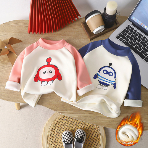 Children's clothing winter  egg baby long sleeve T-shirt single top head-sleeve baby outfit for boys and girls