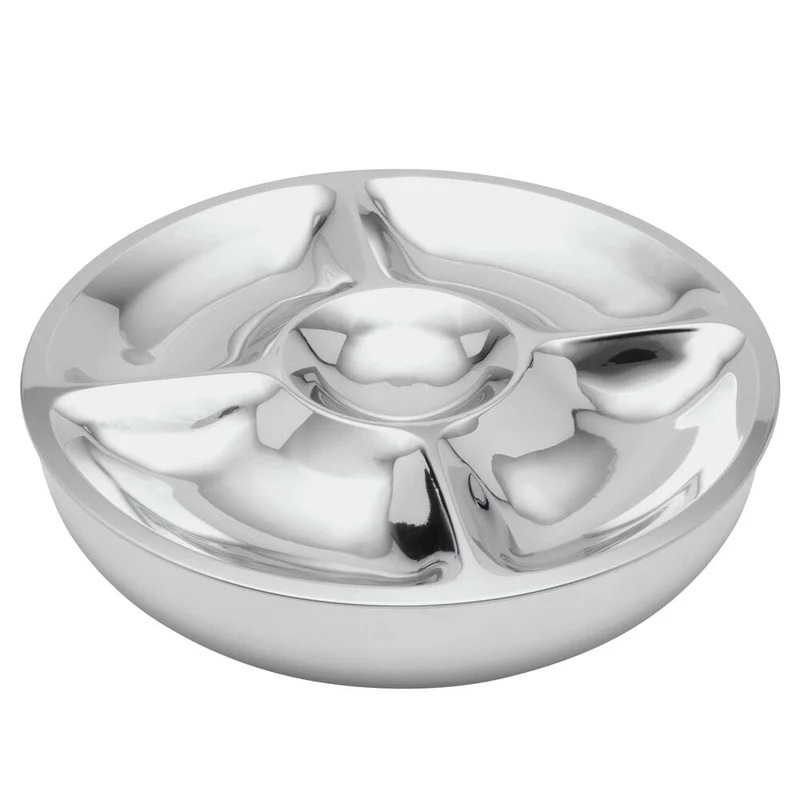 Stainless steel double-layer dishwasher-safe luxury two-piece set of refrigerated potato chip and shrimp dip trays Stainless steel double-layer dishwasher-safe luxury two-piece set of refrigerated potato chip and shrimp dip trays