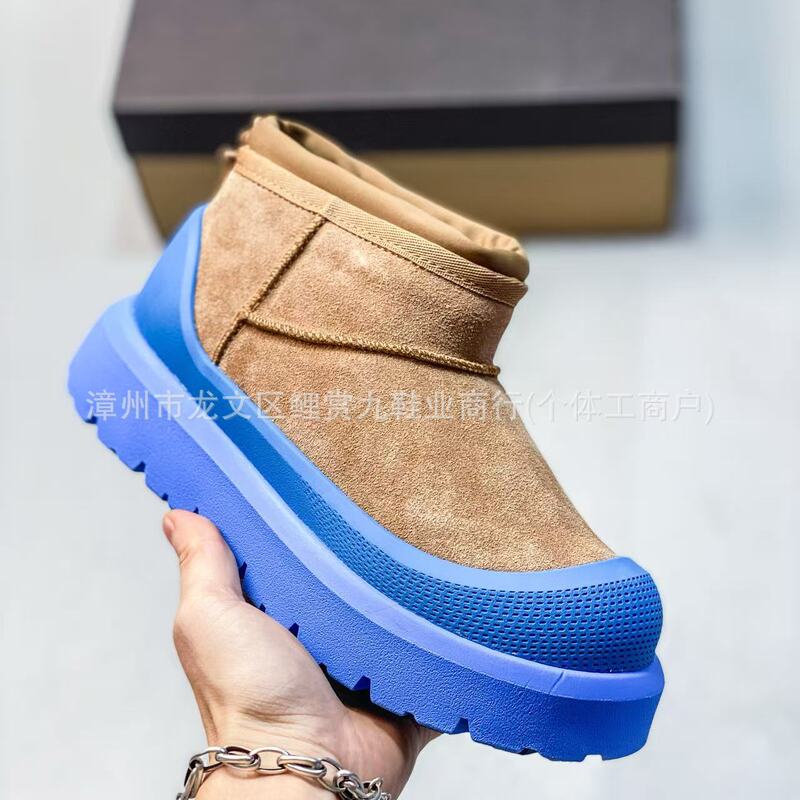 Henan Sangpo 25 Winter Wang Yibo Mini Cowhide Wool Thick-Soled Low-Top Snow Boots Men's and Women's Cotton Shoes Short Boots