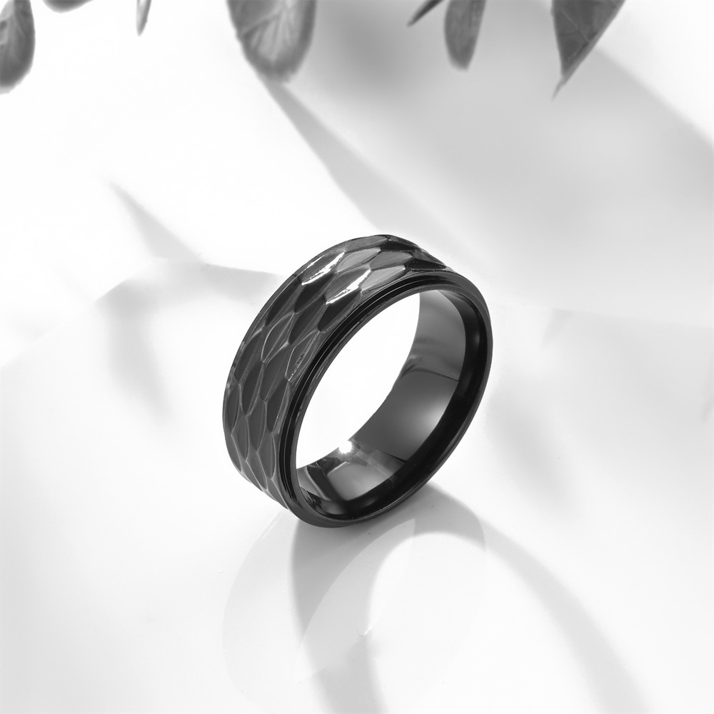 Round Pattern Men's Gender Simple Style Round Titanium Steel Polishing Men's Rings