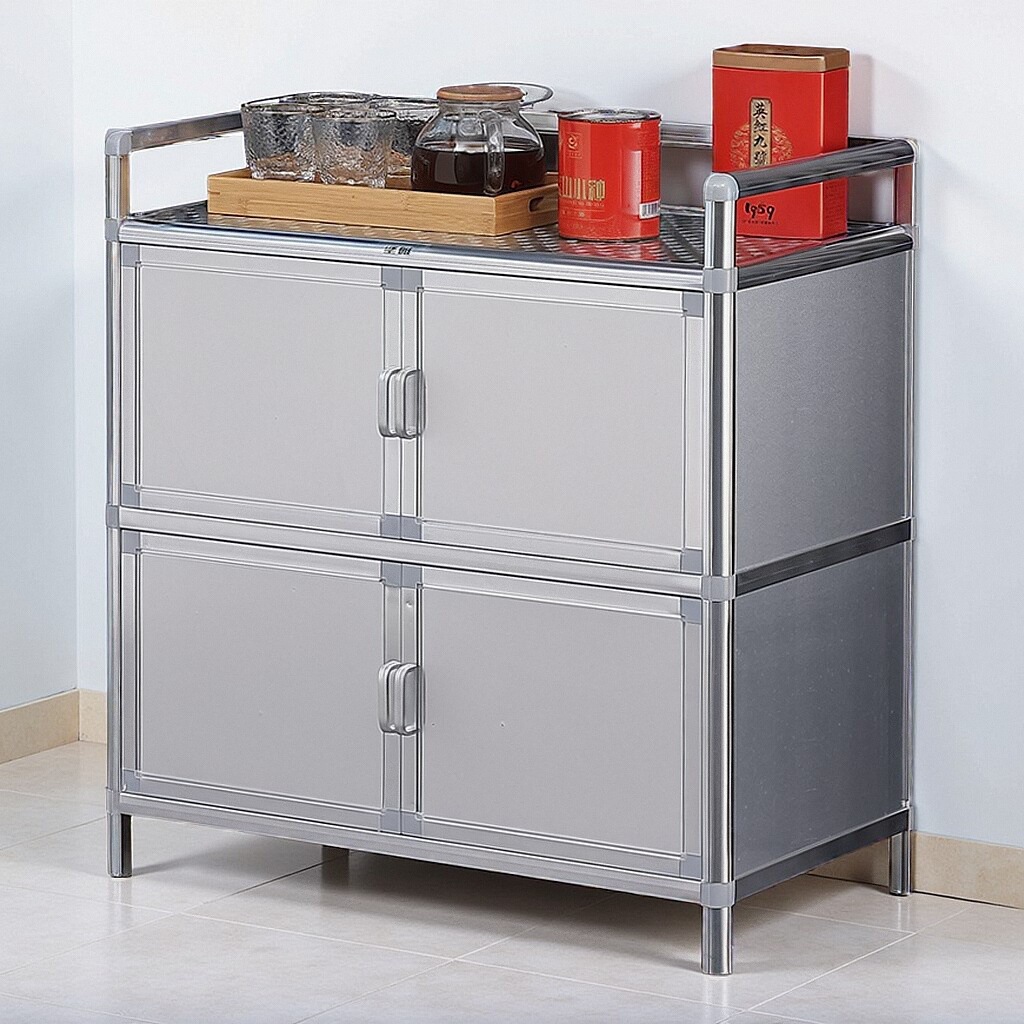 Economía de aleación de aluminio cocina armario armario de almacenamiento doméstico armario de té armario de comedor balcón armario de almacenamiento multicapa armario
