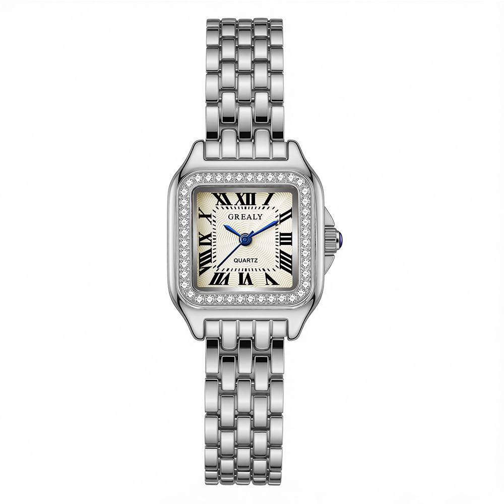 5# diamond-encrusted silver white surface