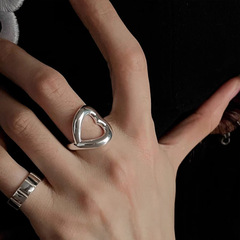 韓版戒指女簡約小眾個性高級感鏤空戒指時尚輕奢愛心簡約線條戒指