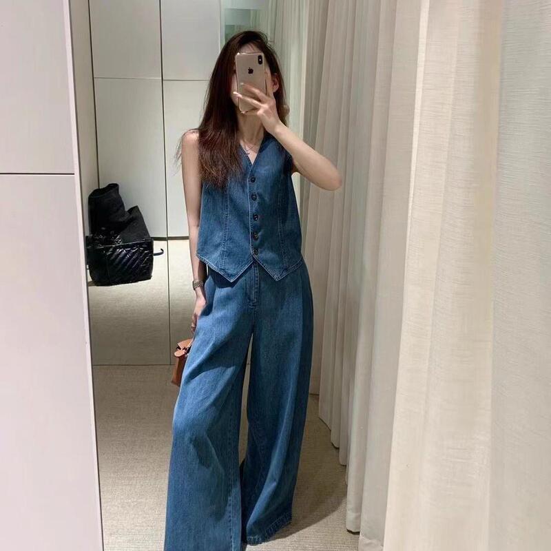 Cool Outfit with a Complete Set of Summer Denim Vest-Style Skirt 2025 New Niche Non-Crowded Style Set for Women Cool Outfit with a Complete Set of Summer Denim Vest-Style Skirt 2025 New Niche Non-Crowded Style Set for Women
