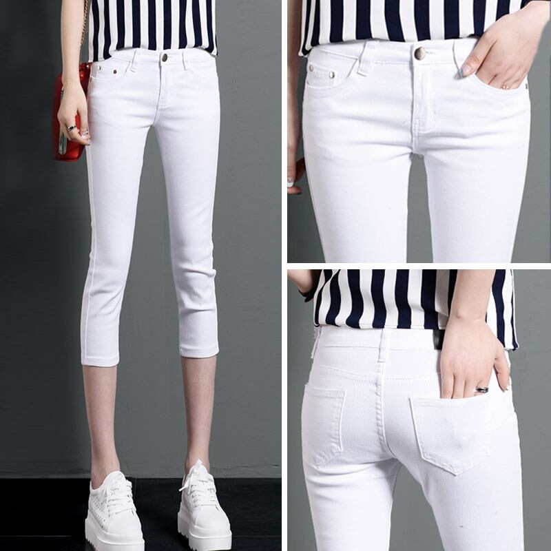 Women's Summer Thin Cropped Pants, Slim Fit, New Style, Casual Stretch Denim Capris