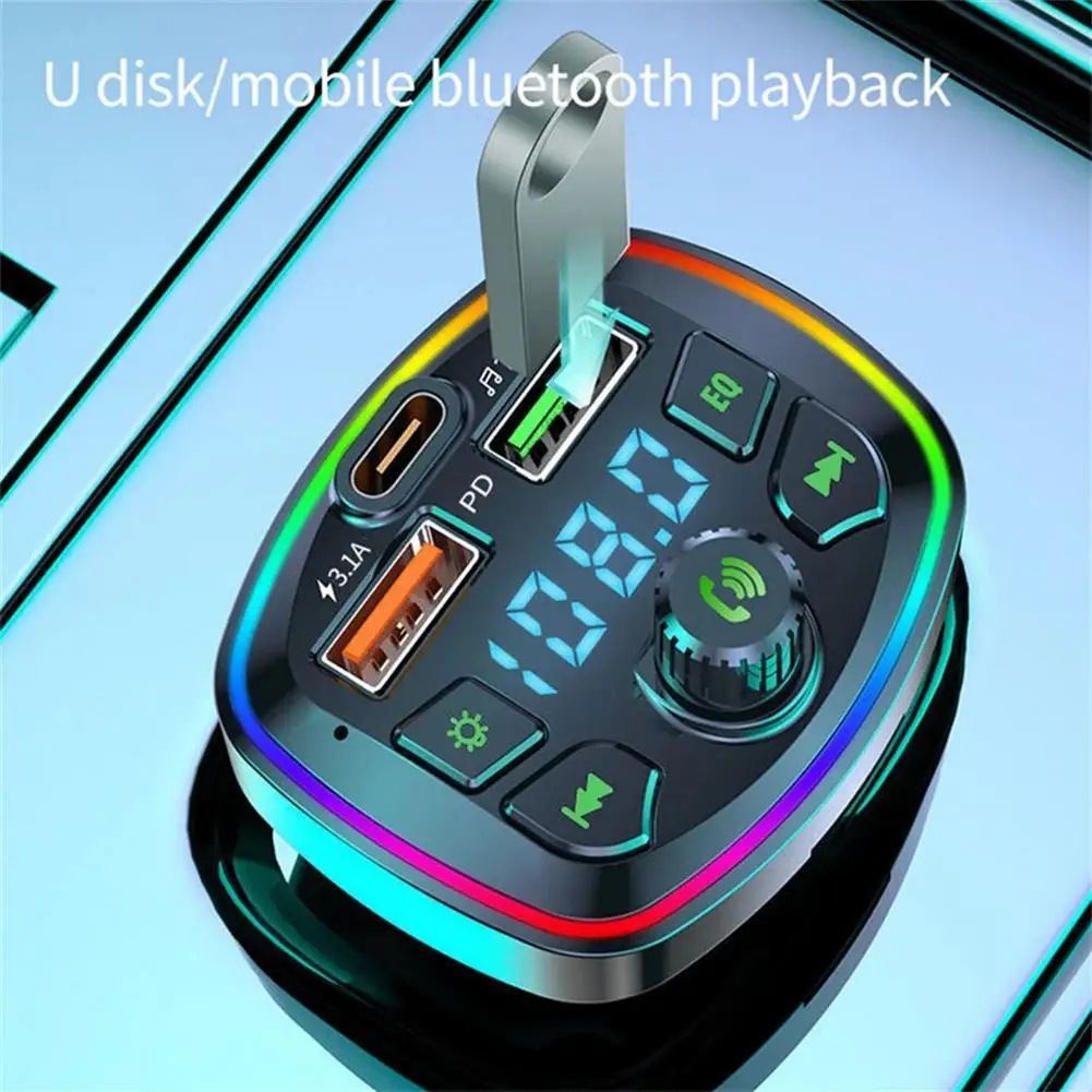 Cross-Border E-Commerce Manufacturer Direct Sales Car Bluetooth Mp3 Player Hands-Free Call Voice Broadcast Pd Fast Charging U Disk