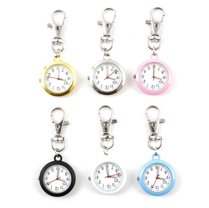 Fashion New Small Color Watch Boys and Girls Keychain Pocket Watch for Primary and Secondary School Students Examination Table Black Letter