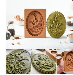 Cross-border independent wooden gingerbread cookie biscuit simulation mold pine nut rose flower craft art food decoration