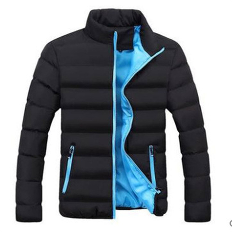 2023 Winter New Men's Cotton Padded Jacket Men's Thickened Solid Color Stand-Up Collar Zipper Cotton-Padded Jacket Coats_voghion.com