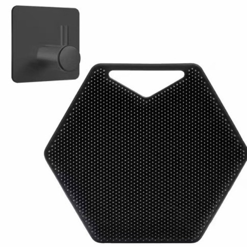Cepillo de baño de silicona, cepillo de cerdas suaves, ventosa hexagonal, cepillo para lavar la cara, mango, cepillo de masaje para lavar el cabello, cepillo de baño hexagonal