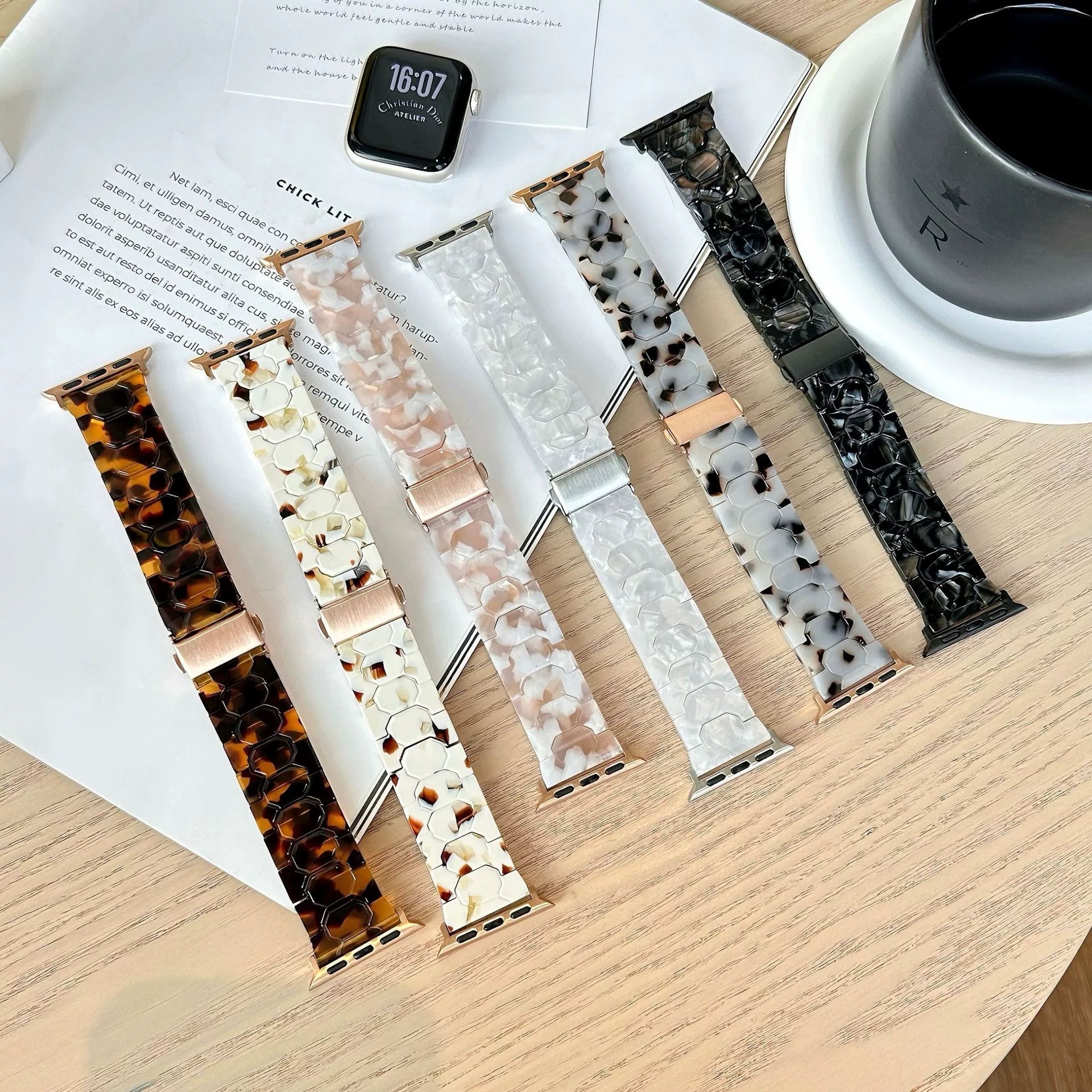 适用apple watch系列碳纤维纹表带华为三星手表22mm可用新款现货