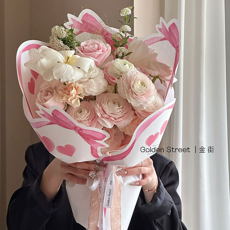 Huaxi dulce estilo de papel kraft día de San Valentín creativo amor estereoscópio florista materiales de arte floral DIY