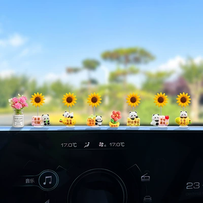 Car ornaments, First Prize in One Fell Swoop - multiple-options-available-see-details-page-win-the-first-prize-in-one-fell-swoop-6-types-of-blessing-pandas-money-to-spend-small-fresh-vase-free-traceless-stickers