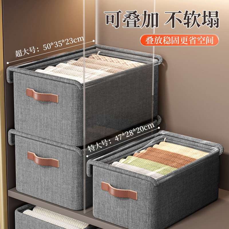 Cationic Steel Frame Storage Box with Lid, Upgraded for Home Wardrobe, Dormitory Storage, Clothing Organizer and Sorting Container