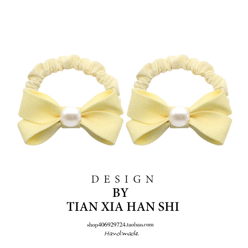Korean children's pearl bow hair tie for girls, princess hairband, non-damaging high-elasticity hair accessory
