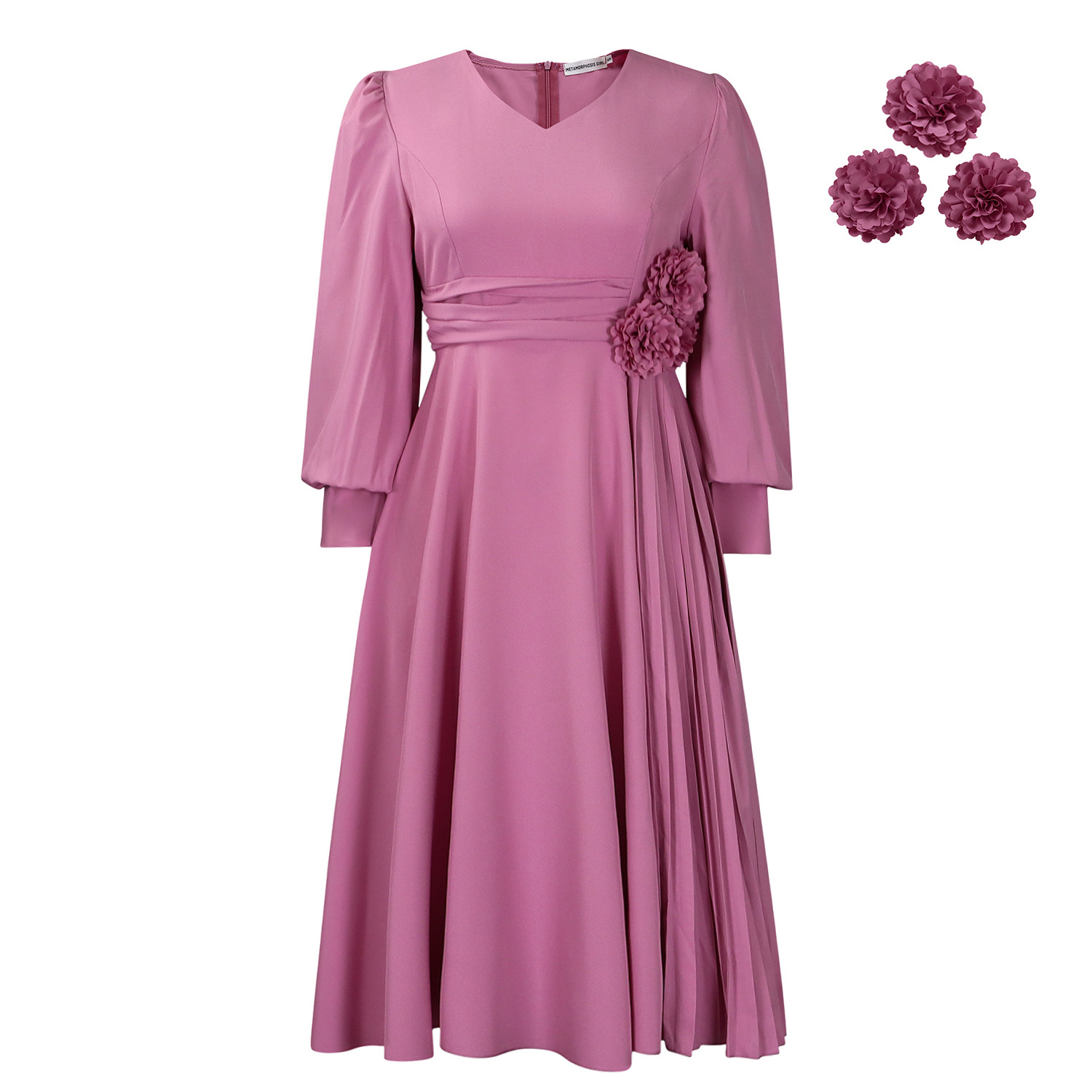 Women's Elegant Solid Color A-Line Dress