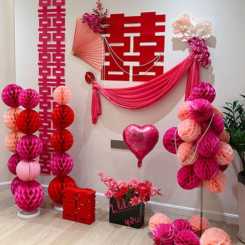 Bridal room decoration set living room decoration wedding male and female new house bedroom wedding character sticker high-end background wall