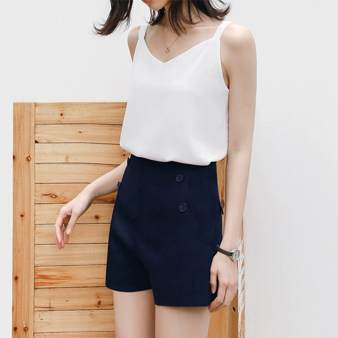 Большой размер женская толстая миллиметровая подтяжка маленькая жилет женская летняя дикая vi-образная свободная внутренняя безрукавная нижняя рубашка 9001