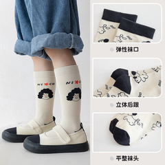 秋冬款可愛復古塗鴉個性a類棉兒童襪子女孩襪卡通中筒襪女童襪子