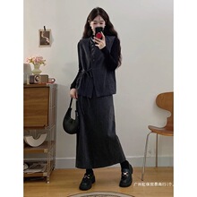 T5C特大码300斤打底衫马甲套装裙女春季胖MM宽松显瘦半身裙三件套