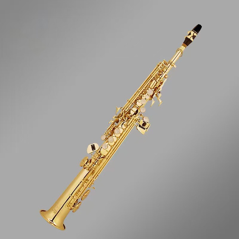 Cross-Border Factory Brass Straight Tube Saxophone in B-Flat High-Pitched Wind Instrument for Adults Sax Cross-Border Exclusive Supply