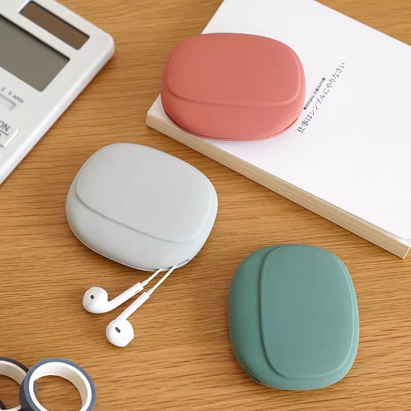 Simple and Fashionable Mobile Phone Data Cable Headphone Storage Bag Portable Small Silicone Organizer Bag Protective Cover Wholesale