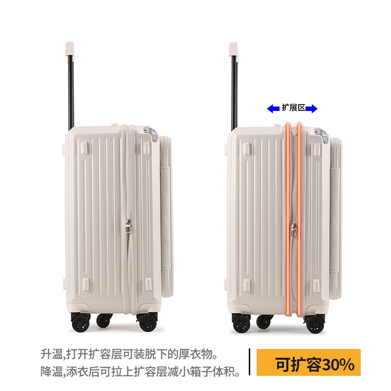 サイドオープン蓋スーツケース、大容量、拡張可能、新しい厚みのある5輪トロリーケース、パスワードスーツケース、男性と女性用のスーツケース|undefined