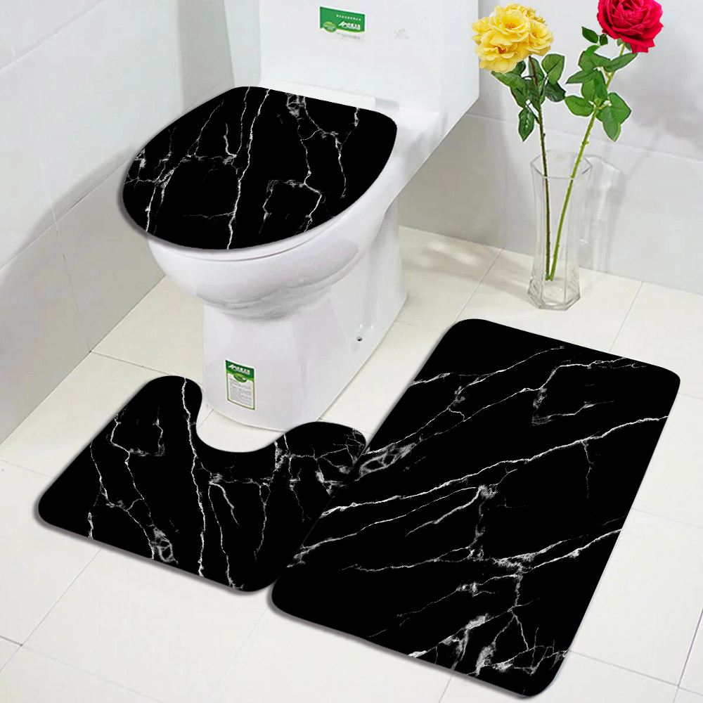 Baño transfronterizo de tres piezas aislante de frío absorción de agua alfombra de franela resistente al desgaste y sucia fácil de cuidar alfombra antideslizante de decoración doméstica