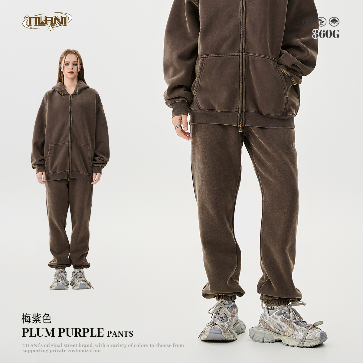 TILANI suéter de los hombres pantalones de chándal traje transfronterizo marca de moda con capucha Otoño e Invierno de lana forrada engrosada conjunto de dos piezas de los hombres