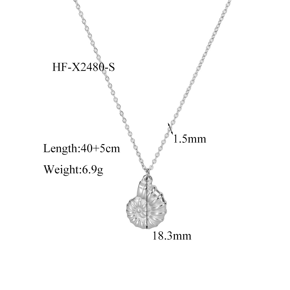 Titanium Steel Chain Material cable chain Chain Type Wholesale Jewelry Simple Style Conch Titanium Steel Plating Cable Chain Pendant Necklace