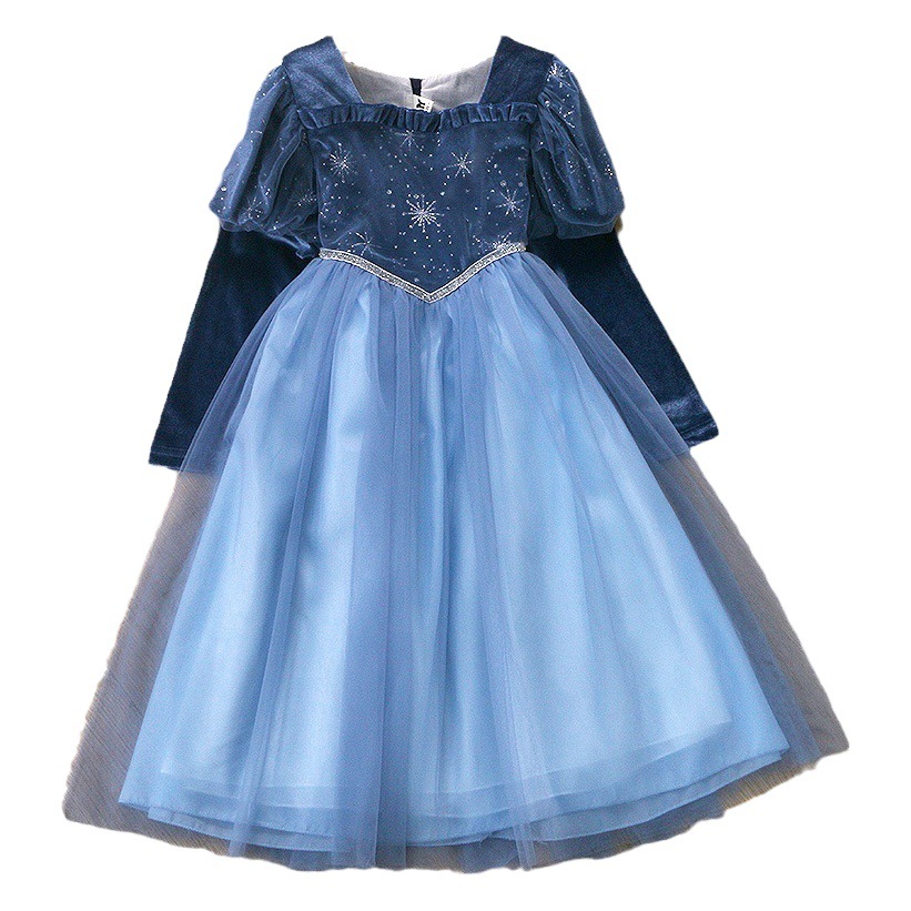 Girls' Princess Cape Set Elsa Halloween Christmas Performance Costume Children's New Year Gift Extended Length