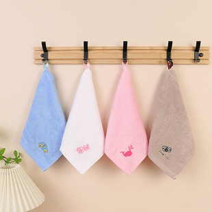 Pure Cotton Square Towel Baby Saliva Towel Gift Small Towel Kindergarten Kidsren's Hanging Towel Hand Towel Embroidered Logo Handkerchief