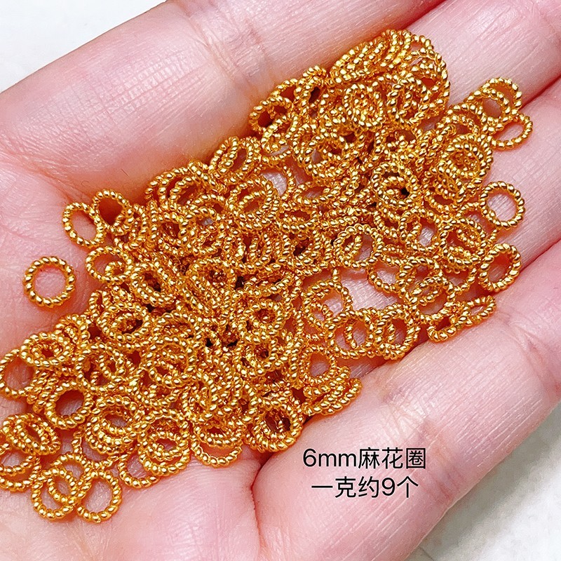 S925银镀24K金麻花圈盘缠圈手链项链串饰diy配件手工隔珠半成品|undefined