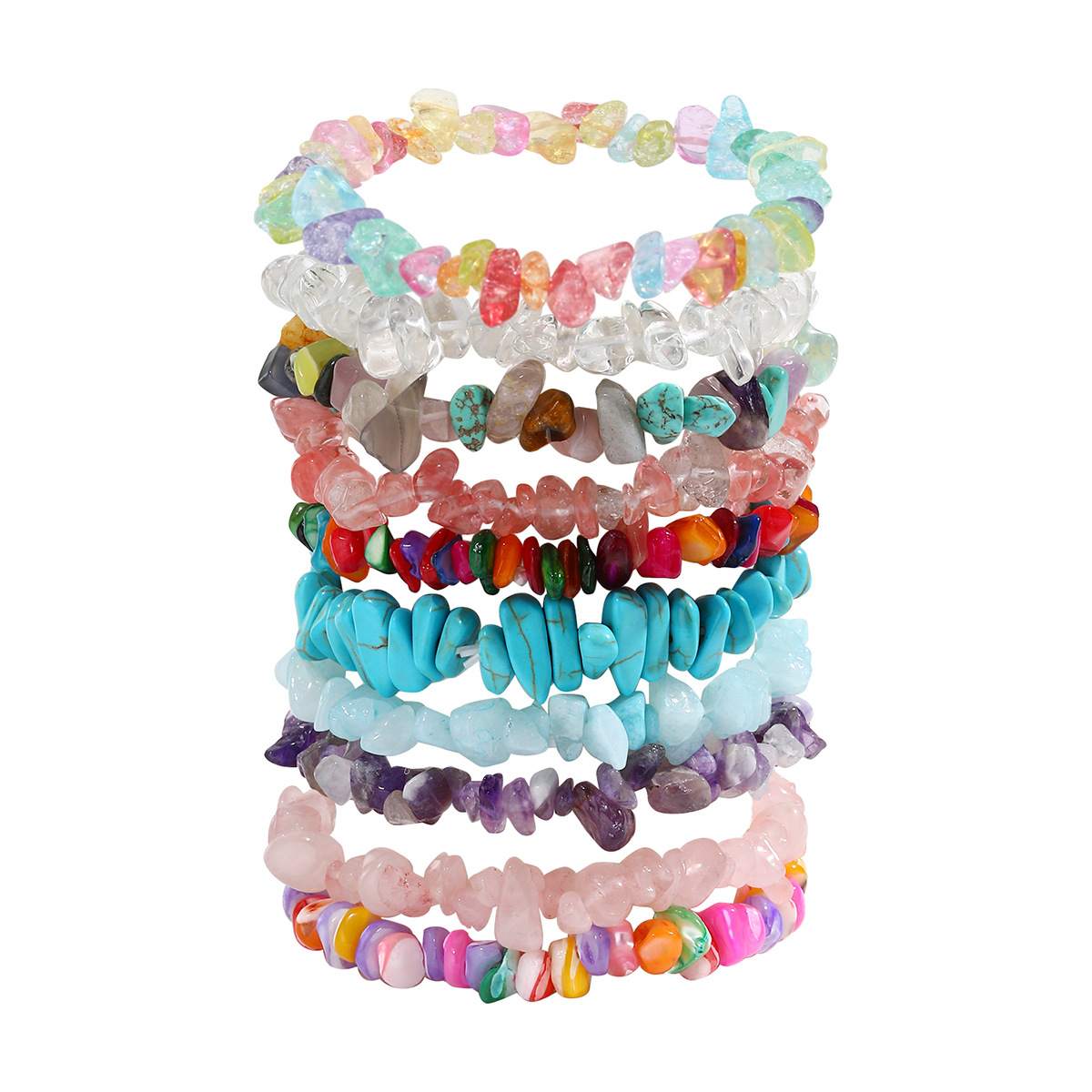 Elastic Turquoise Beaded Charm Bracelet For Summer Jewelry_voghion.com
