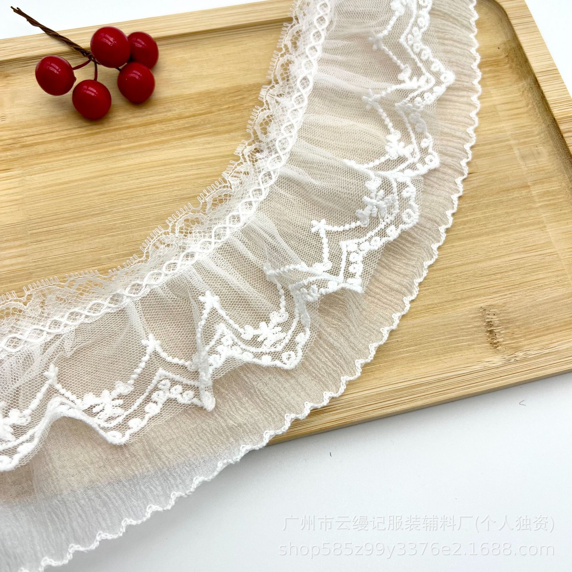 9cm水溶刺绣蕾丝牙边褶皱重工花边洛丽塔diy手工娃娃裙子裙边下摆