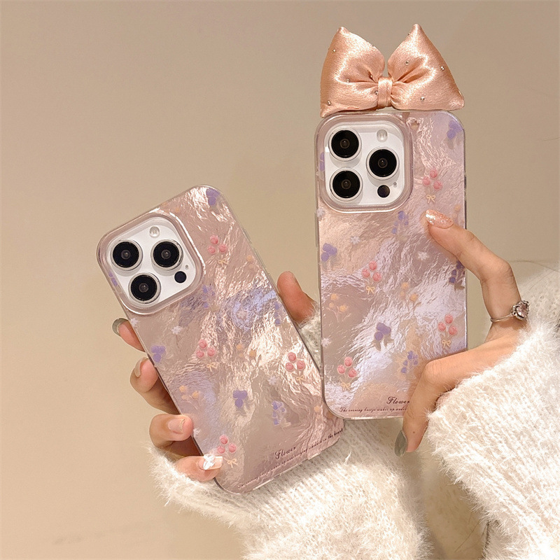 Powder Dye Tulip Bow iPhone14/13 for 12/11 Apple 16/15PROMAX Phone Case Powder Dye Tulip Bow iPhone14/13 for 12/11 Apple 16/15PROMAX Phone Case