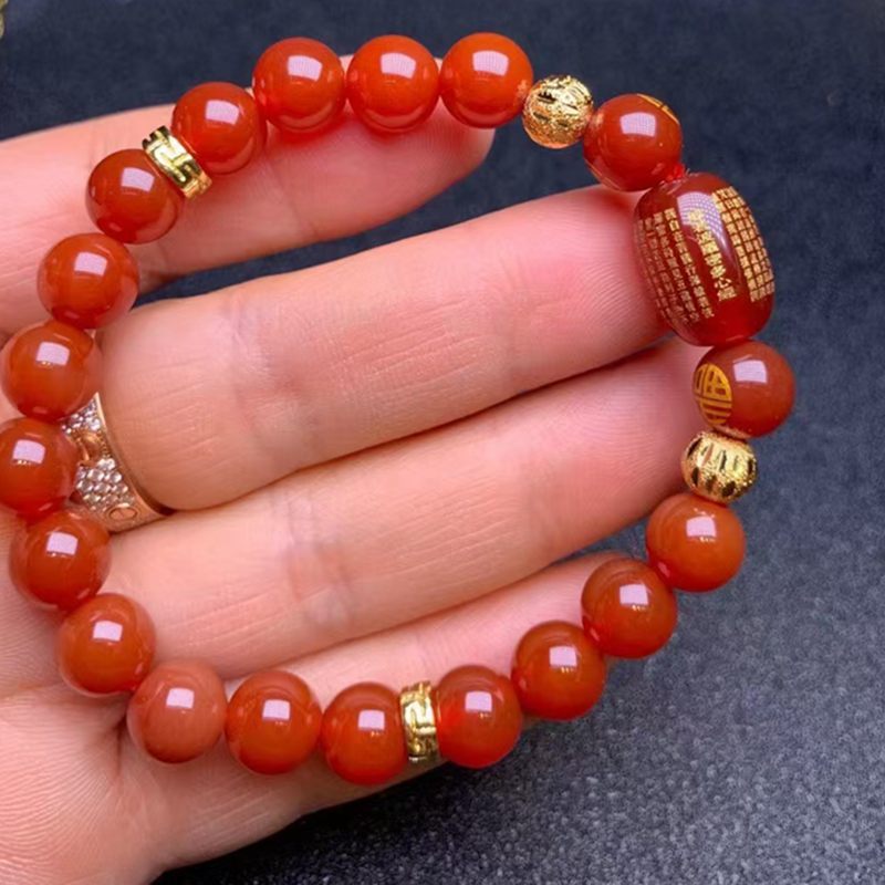 붉은 심경 마노 팔찌