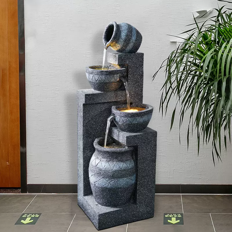 欧式流水喷泉客厅阳台室内盆景庭院花园装饰景观招财落地摆件