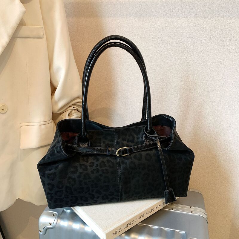 跨境时尚休闲牛仔布托特包豹纹bags大容量百搭通勤单肩包手提女包|undefined
