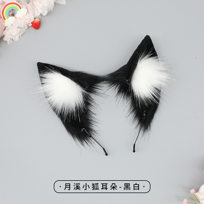 Una pieza hecha a mano japonés Lolita bestia oído tocado Cosplay decorativo pelo vertical blanco zorro oído diadema