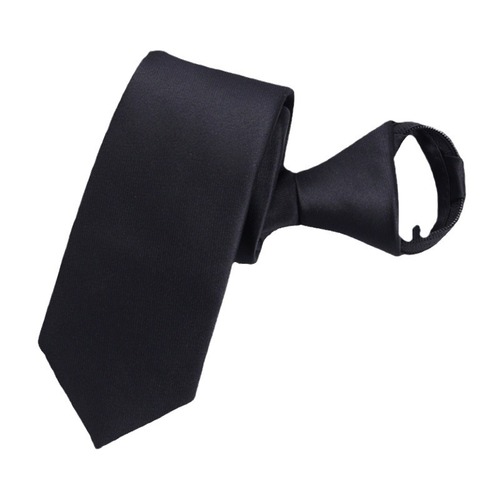 Knot-free black tie casual Korean style formal business men's zipper style lazy solid color tie for work