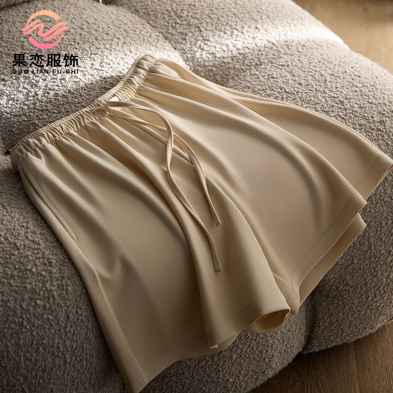 Guolian Silk Modal Solid Color Drawstring Shorts Mulberry Silk Draped Versatile Casual Pants for Women
