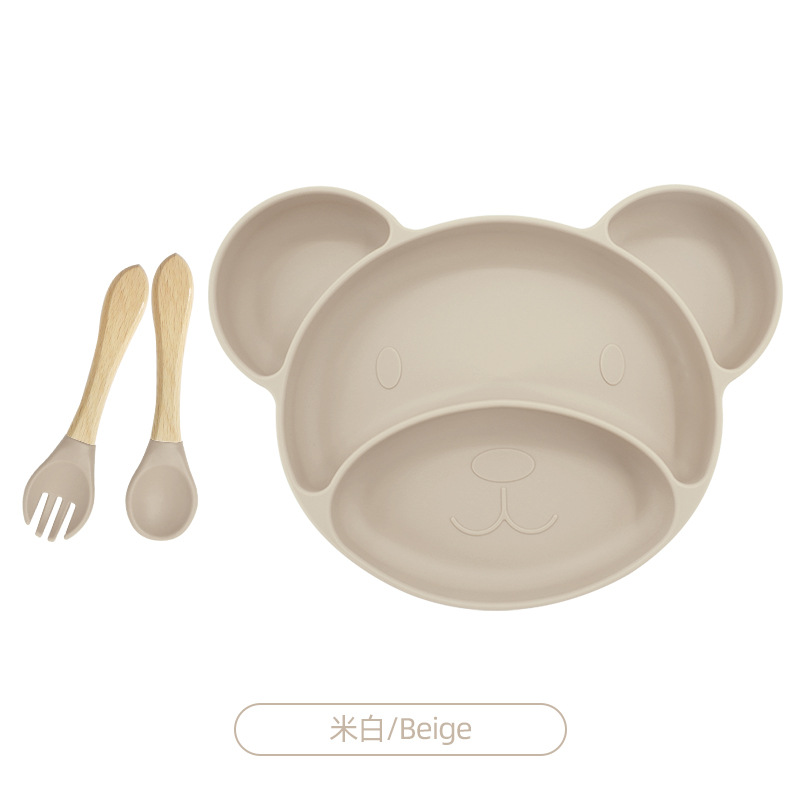 아이보리 (작은 미키 플레이트 + 나무 포크 스푼)