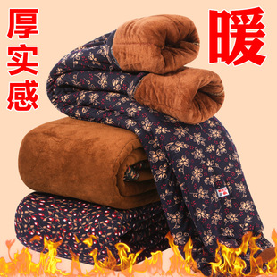 Women's Autumn and Winter fleece-lined Middle-aged and Elderly Cotton Pants Warm Pants plus size Loose Knee Pads High Waist fleece-lined Thickened