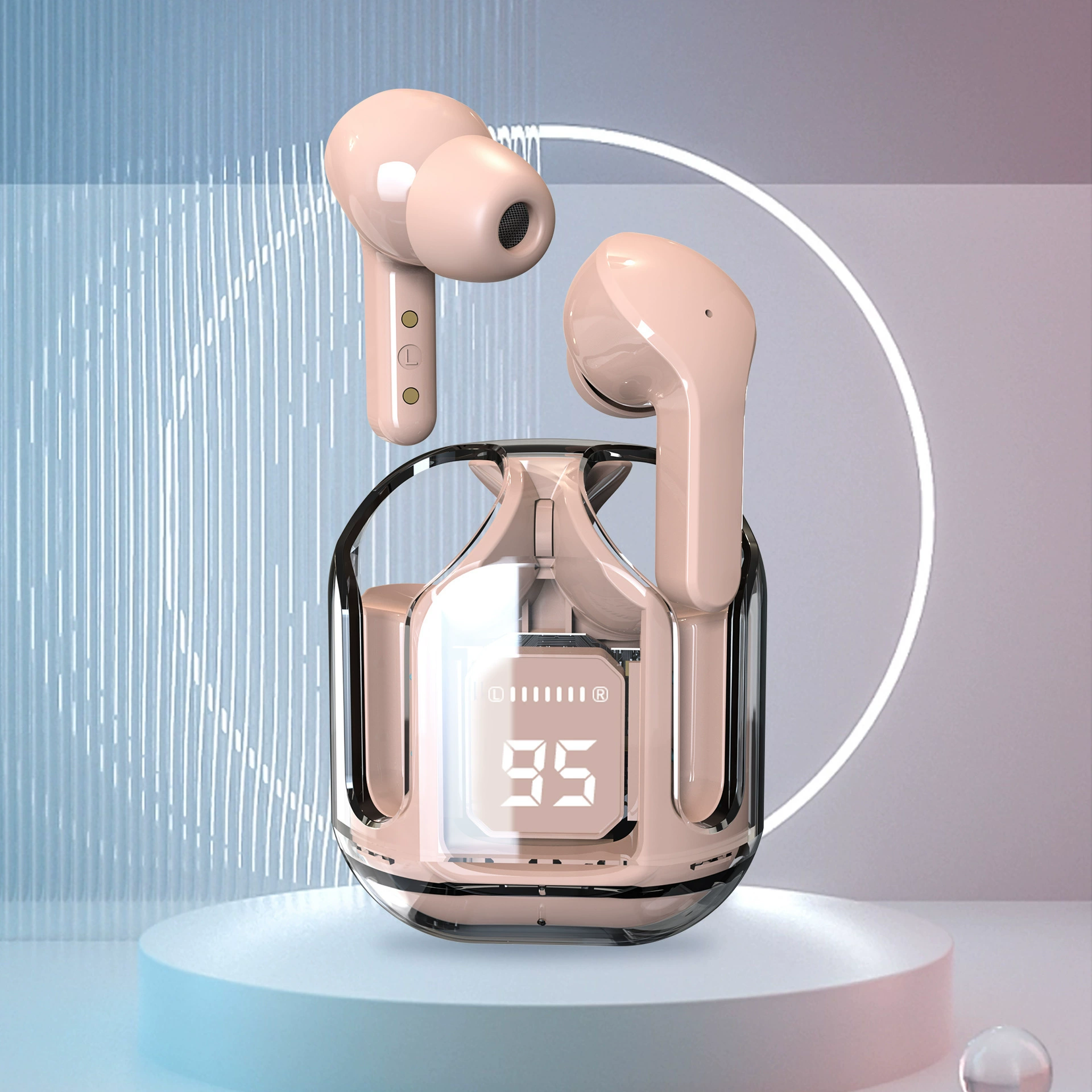 TWS‑наушники (AIR31) Bluetooth 5.3, прозрачный зарядный кейс, спортивные/игровые стерео