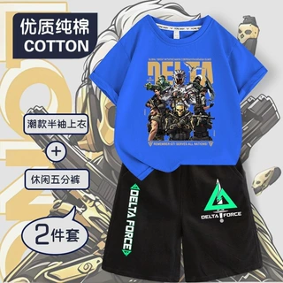 2026新款三角洲游戏行动威龙夏季男童短袖纯棉短裤儿童休闲运动装