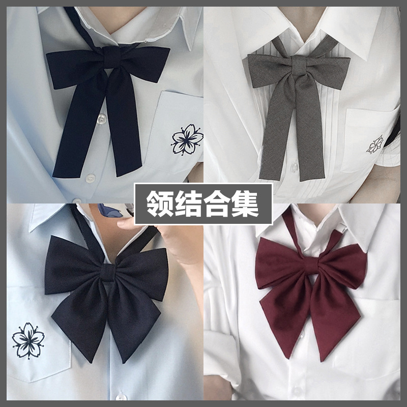 Factory Direct Sale Jk Japanese-Style Uniform Shirt Bow Tie Women Lazy No-Sew School Uniform Sailor Suit Bow Accessory Collar Flower