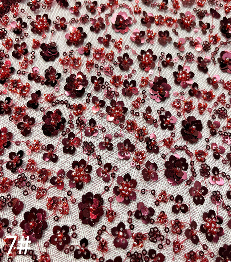 Inventario de flores de ciruela de malla de cuentas bordadas de tubería vestido de boda vestido de moda espectáculo de ropa infantil vestido de tela